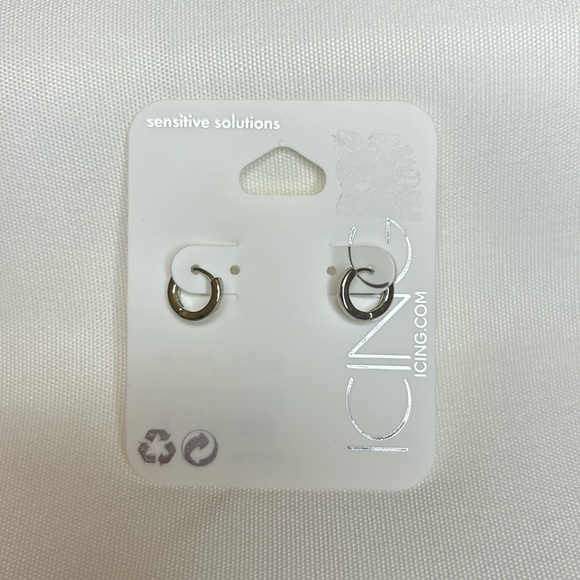 Icing Small Hoop Earrings Silver - Picture 1 of 1